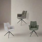 Pearl Ext Dining Table with 4 Perla Carver Swivel Chairs - Pendle Village Furniture